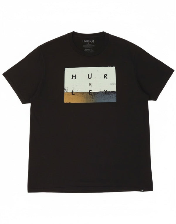 Hurley Mens Graphic T-Shirt Top XL Black Cotton