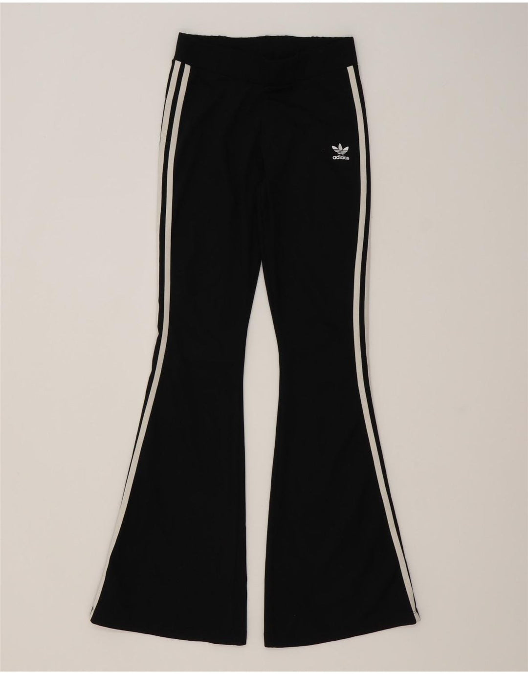 Adidas Womens Flare Tracksuit Trousers UK 12 Medium Black Polyester