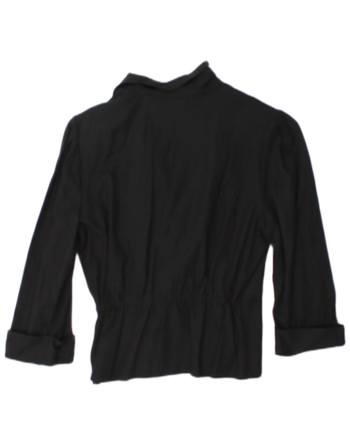 Vintage Womens 3/4 Sleeve Double Breasted Blazer Jacket EU 38 Medium Black