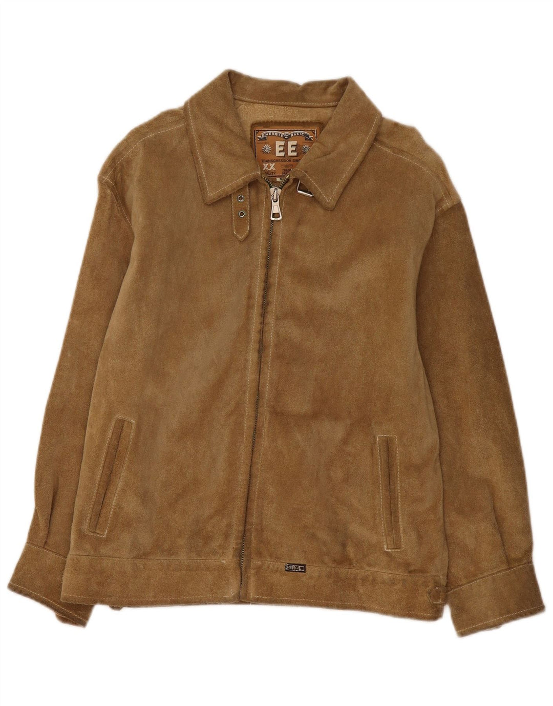Vintage Womens Bomber Suede Jacket UK 14 Medium Beige Leather