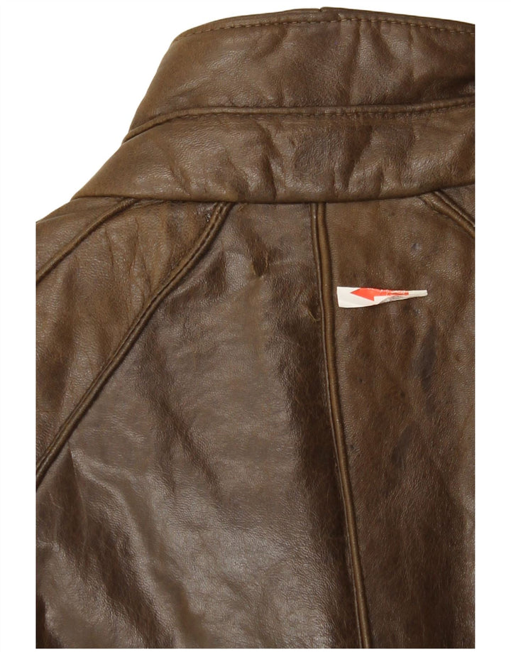 Manteau en cuir femme vintage IT 42 Cuir marron moyen