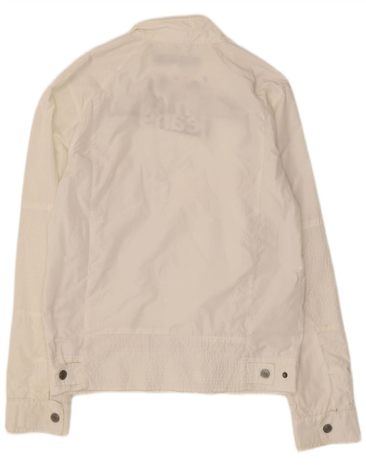 Calvin Klein Jeans Womens Graphic Rain Jacket UK 10 Small White Polyester