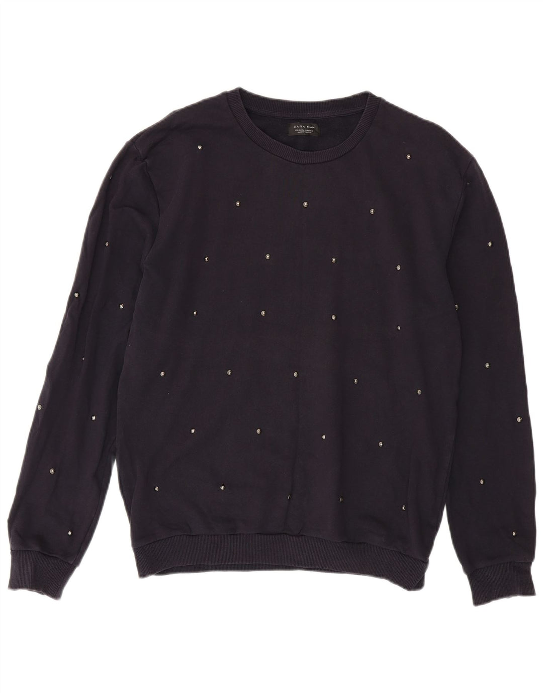 Zara Herren-Sweatshirt, Pullover, groß, marineblau, Baumwolle