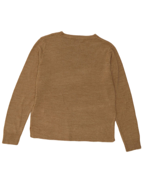 Marks & Spencer Dame Boat Neck Jumper Sweater UK 12 Medium Beige Akryl