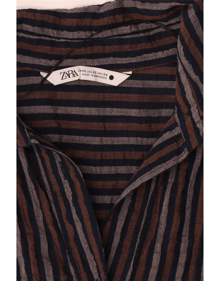 Zara Robe chemise surdimensionnée pour femme UK 6 XS à rayures multicolores