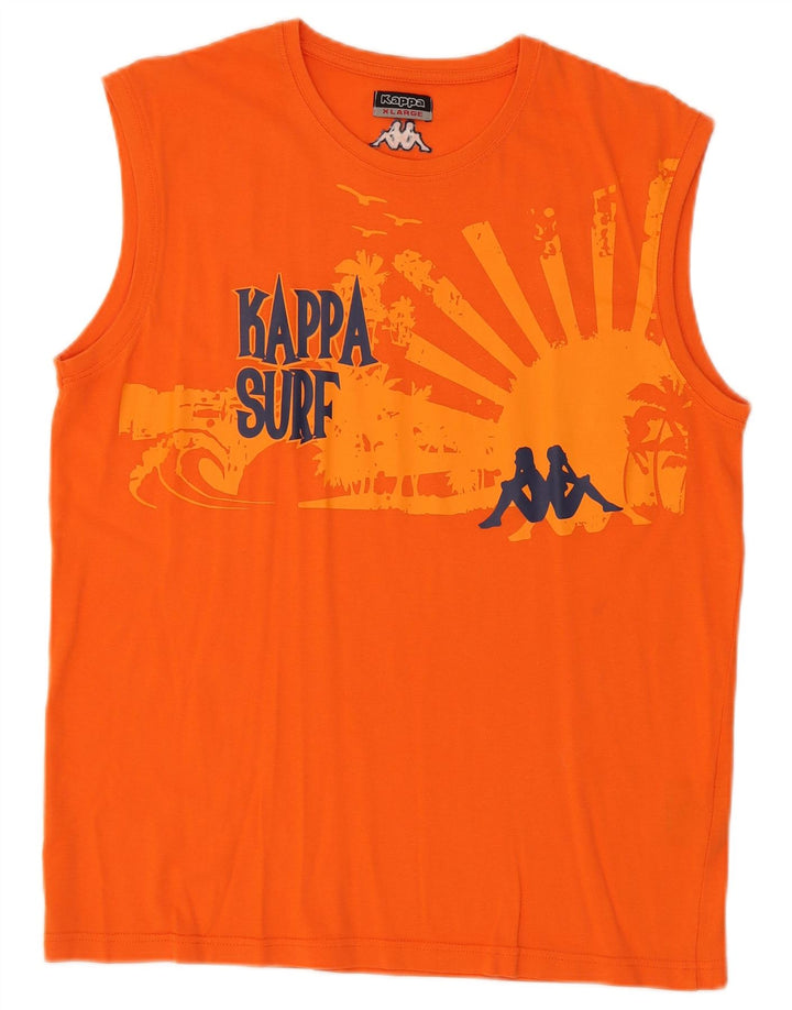 Kappa Mens Graphic Vest Top XL Orange Cotton
