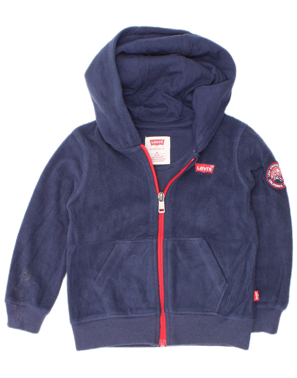 Levi's Baby Boys Fleece Zip Hoodie Sweater 18-24 Months Navy Blue Polyester