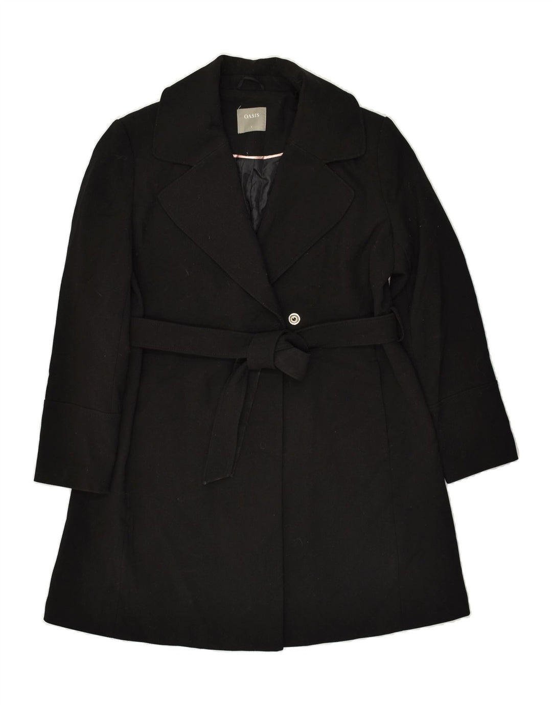 OASIS Womens Overcoat UK 14 Large Black Polyester | Vintage Oasis | Thrift | Second-Hand Oasis | Used Clothing | Messina Hembry 