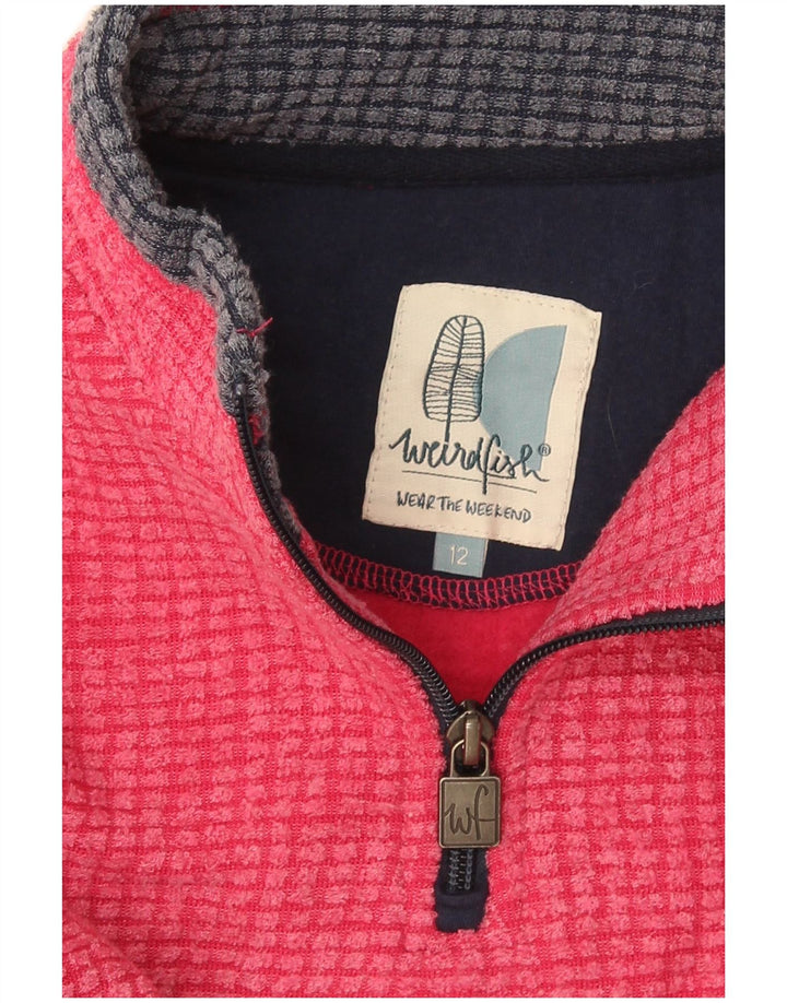 Maglione in pile da donna con collo con zip Weird Fish UK 12 medio rosso