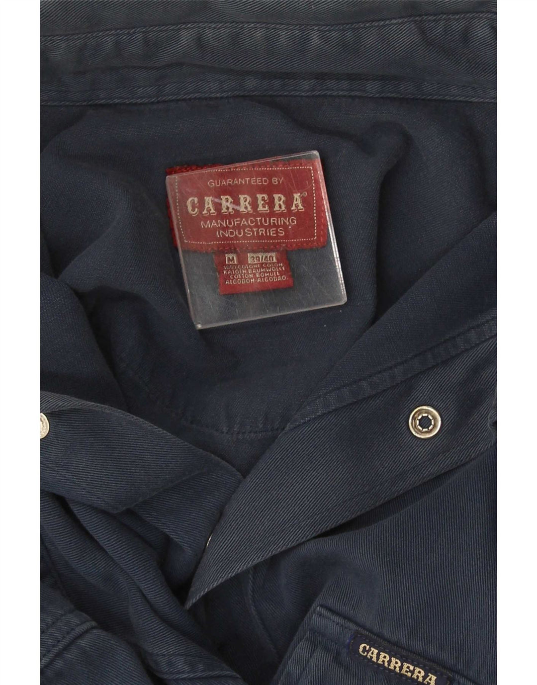 Carrera Mens Denim Shirt Size 39/40 Medium Navy Blue Cotton