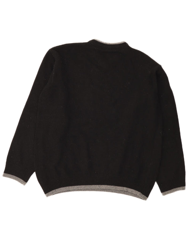 Lee Mens V-Neck Jumper Sweater 2XL Black Striped Wool