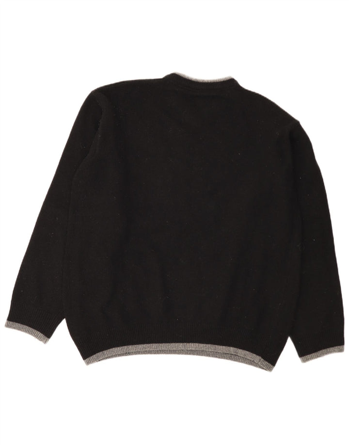 Lee Mens V-Neck Jumper Sweater 2XL Black Striped Wool