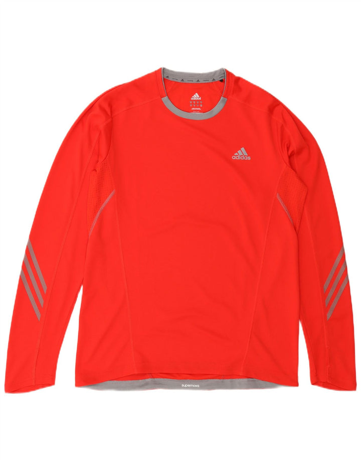 ADIDAS Hombre Climalite Top Manga Larga Poliéster Rojo Medio