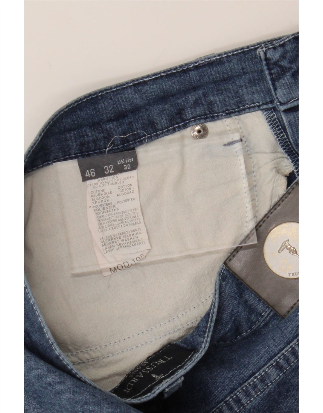 TRUSSARDI Womens Slim Jeans W30 L28 Blue Cotton Vintage Trussardi and Second-Hand Trussardi from Messina Hembry 