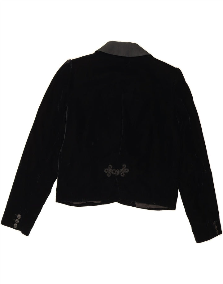 VALENTINO Womens Crop Double Breasted Blazer Jacket IT 42 Medium Black