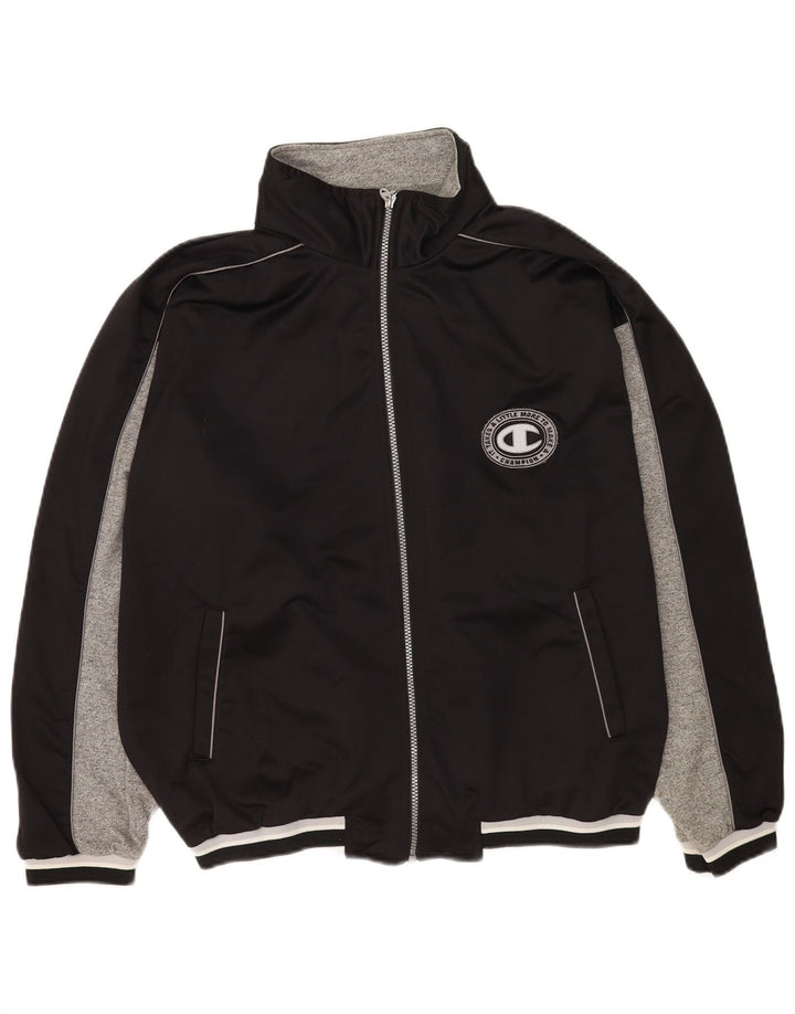 Champion Herren-Trainingsanzugoberteil mit Grafik, Größe L, Schwarz, Farbblock