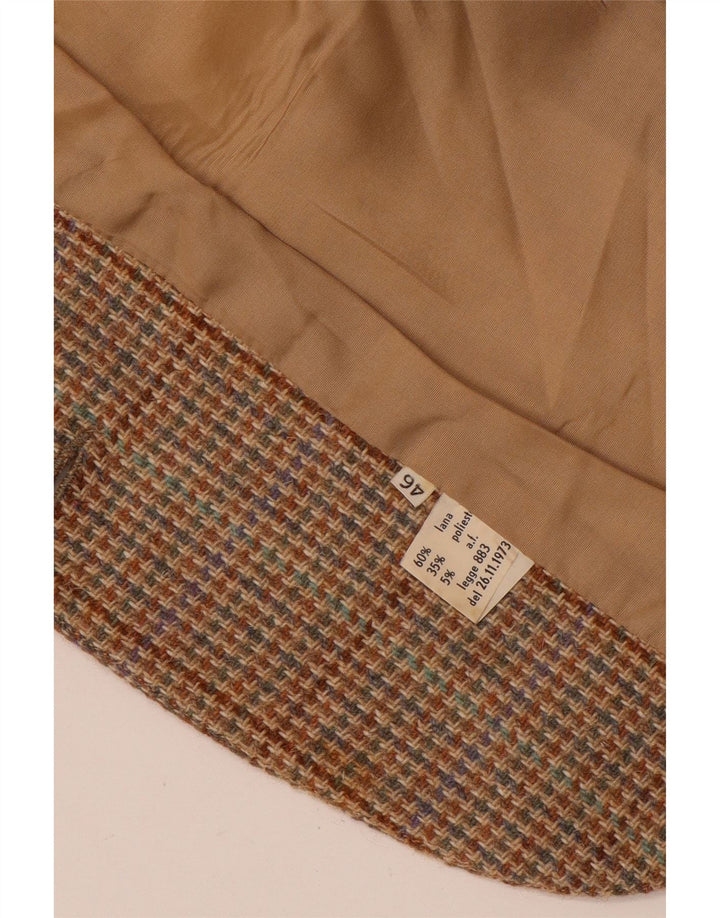 vintage Femme 2 Bouton Blazer Veste IT 46 Grande laine à carreaux marron