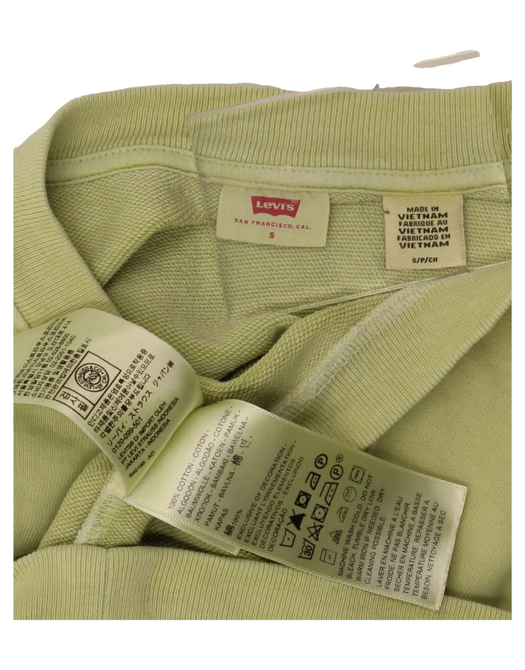 LEVI'S Mens Oversized Sweatshirt Jumper Small Green Cotton Vintage Levi's and Second-Hand Levi's from Messina Hembry 