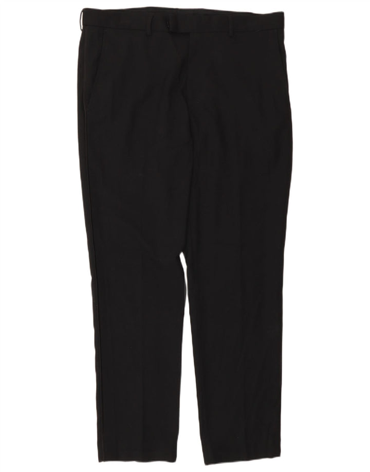 Pantaloni da abito slim da uomo Marks & Spencer W34 L29 poliestere nero