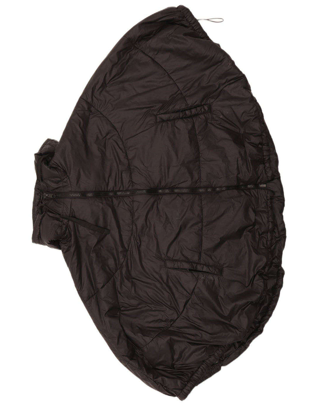 Zara Womens Hooded Poncho Padded Jacket Medium Black Polyester