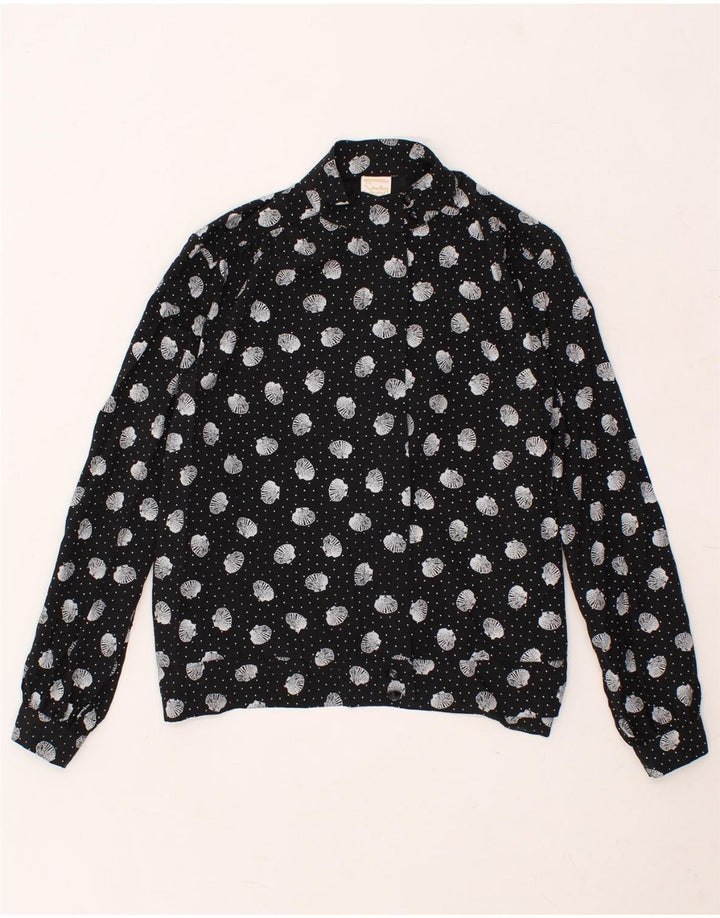 VINTAGE Womens Abstract Pattern Shirt Blouse EU 40 Medium Black Viscose Vintage Vintage and Second-Hand Vintage from Messina Hembry 