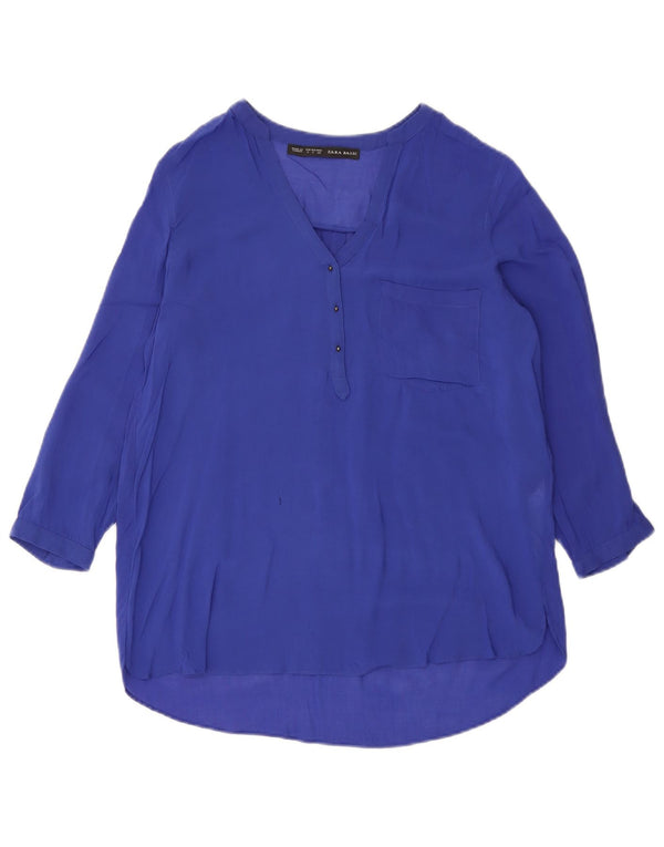 Zara Womens 3/4 Sleeve Oversized Blouse Top UK 10 Small Purple Viscose