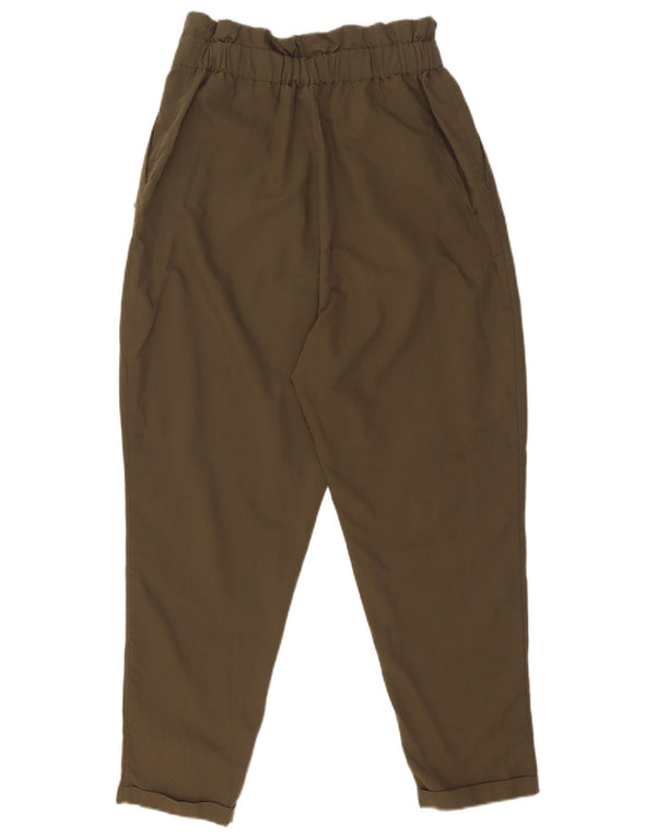 Damskie zwężane spodnie chino z wysokim stanem Zara XS W24 L26 Khaki Poliester