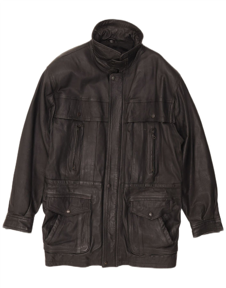 Vintage Mens Leather Jacket EU 50 Large Black Leather