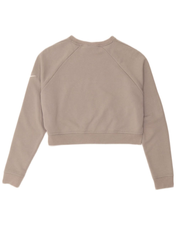 Nike Womens Crop Oversized Sweatshirt Jumper UK 10 Small Grey
