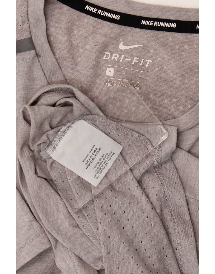 Nike Mens Dri Fit T-Shirt Top Medium Grey Polyester