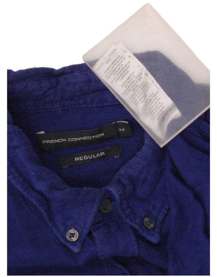 French Connection Mens Regular Fit Flannel Shirt Medium Blue Cotton