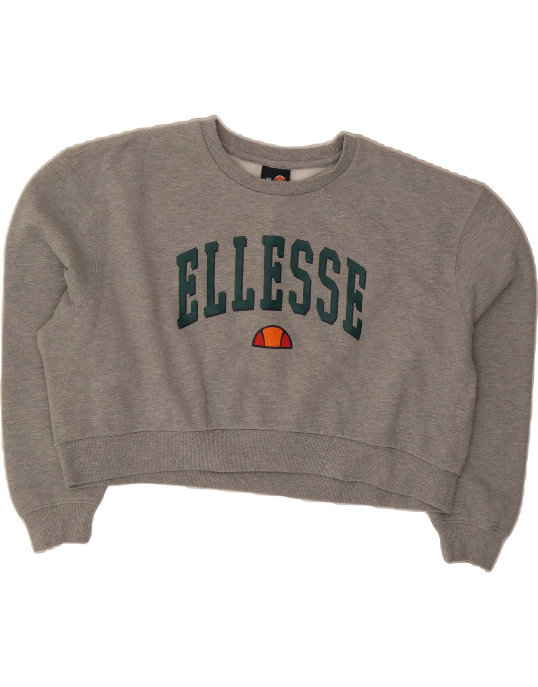 ELLESSE Womens Oversized Crop Graphic Sweatshirt Jumper UK 10 Small  Grey Vintage Ellesse and Second-Hand Ellesse from Messina Hembry 