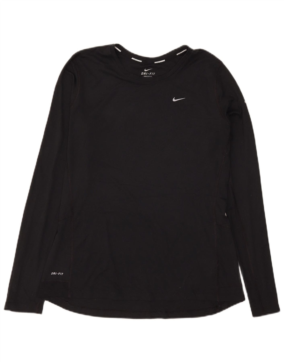 Nike Womens Dri Fit Top Long Sleeve UK 16 Large Black Polyester