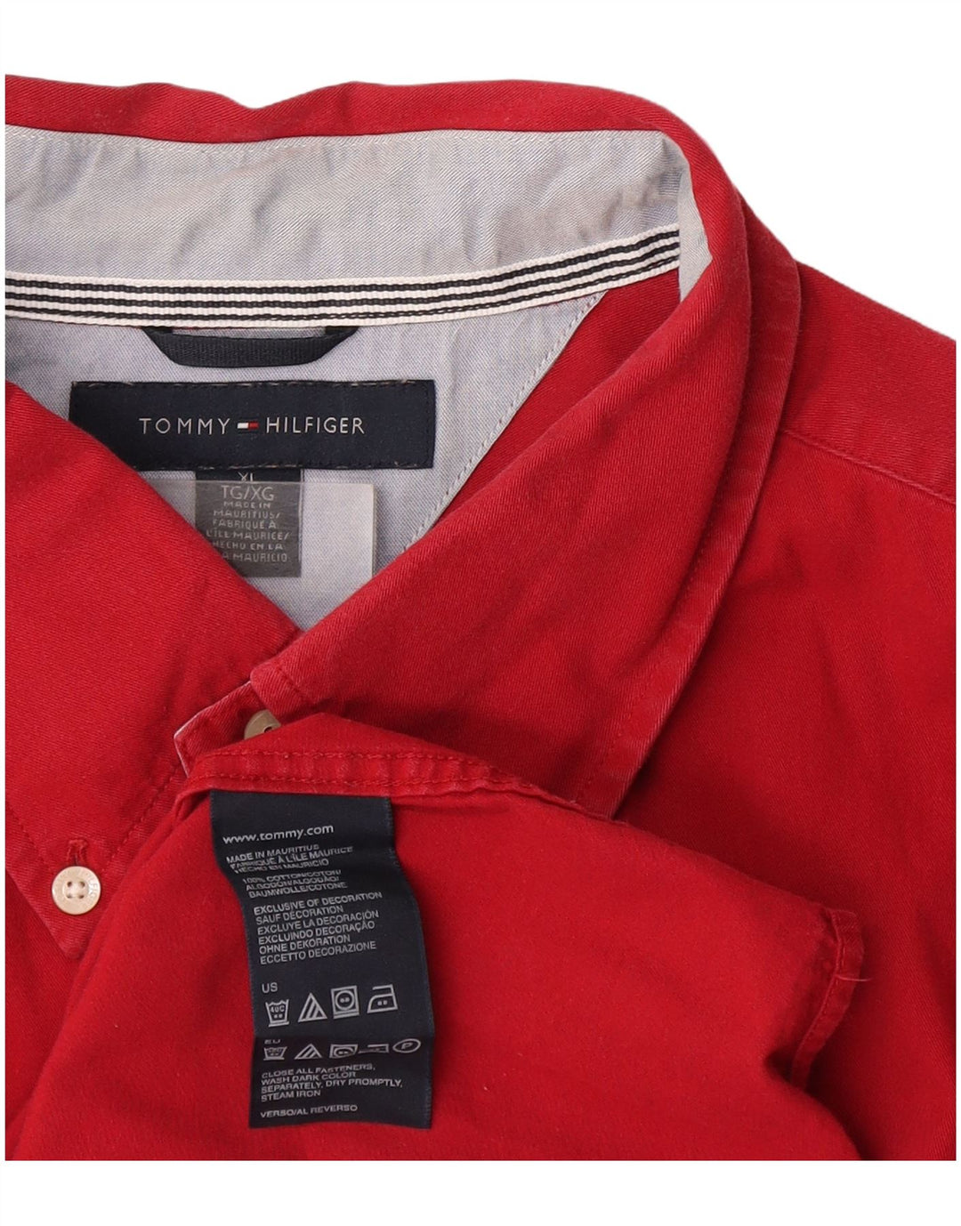 Tommy Hilfiger Mens Shirt XL Red Cotton