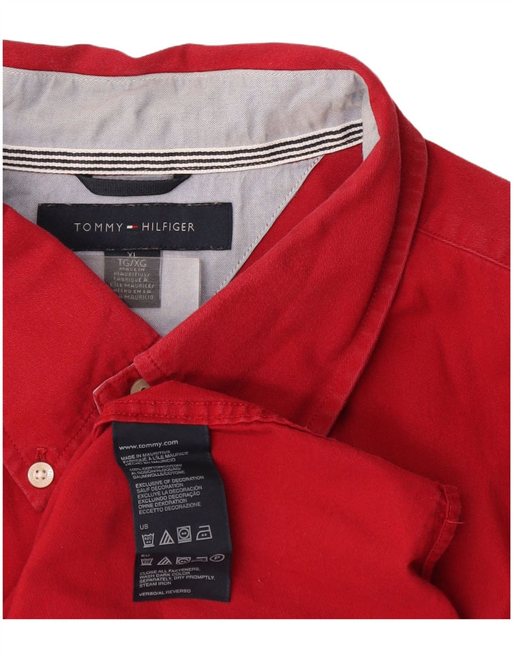 Tommy Hilfiger Mens Shirt XL Red Cotton