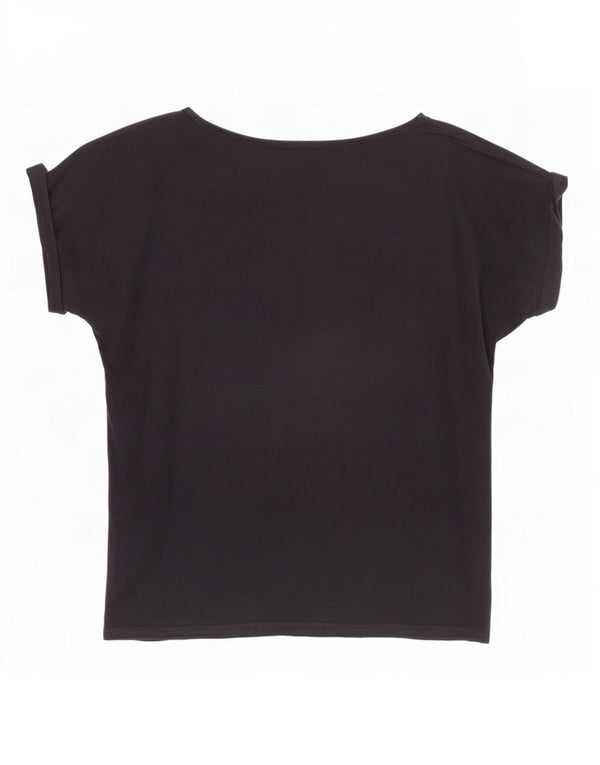Trussardi Jeans Damen Grafik-T-Shirt-Oberteil UK 16 Large Schwarz