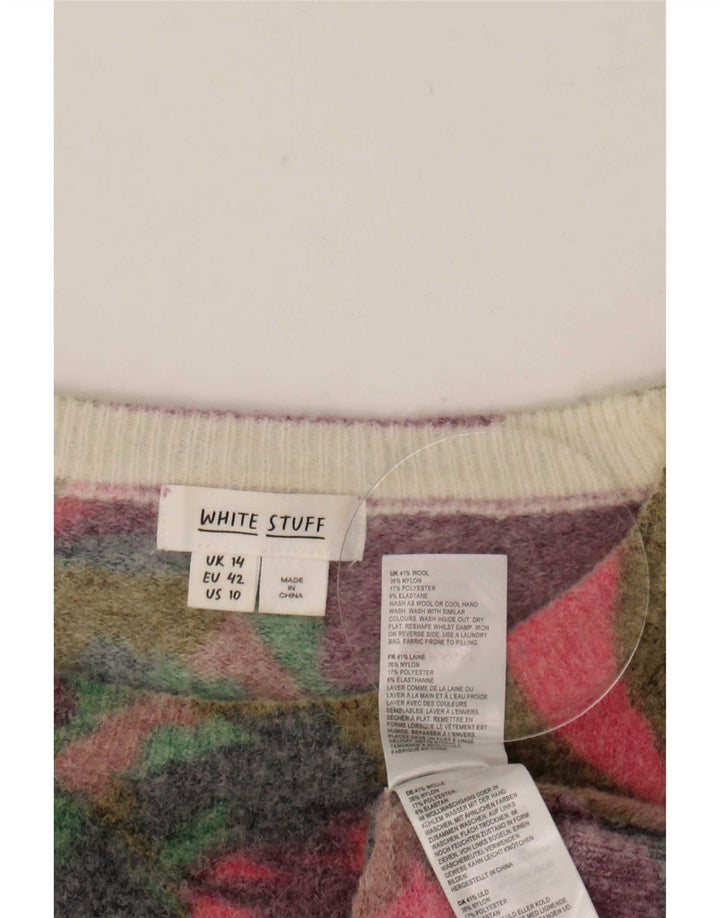 Damski sweter z dekoltem w łódkę White Stuff UK 14, duży, wielokolorowy