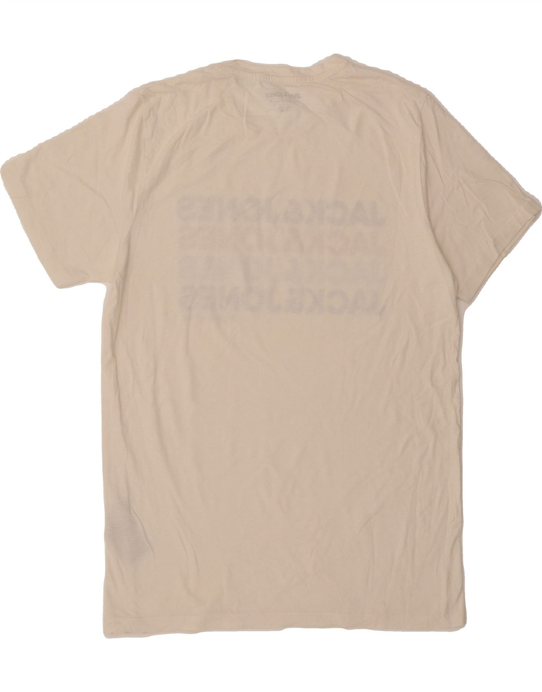 JACK & JONES Mens Graphic T-Shirt Top Medium Off White Cotton Vintage Jack & Jones and Second-Hand Jack & Jones from Messina Hembry 