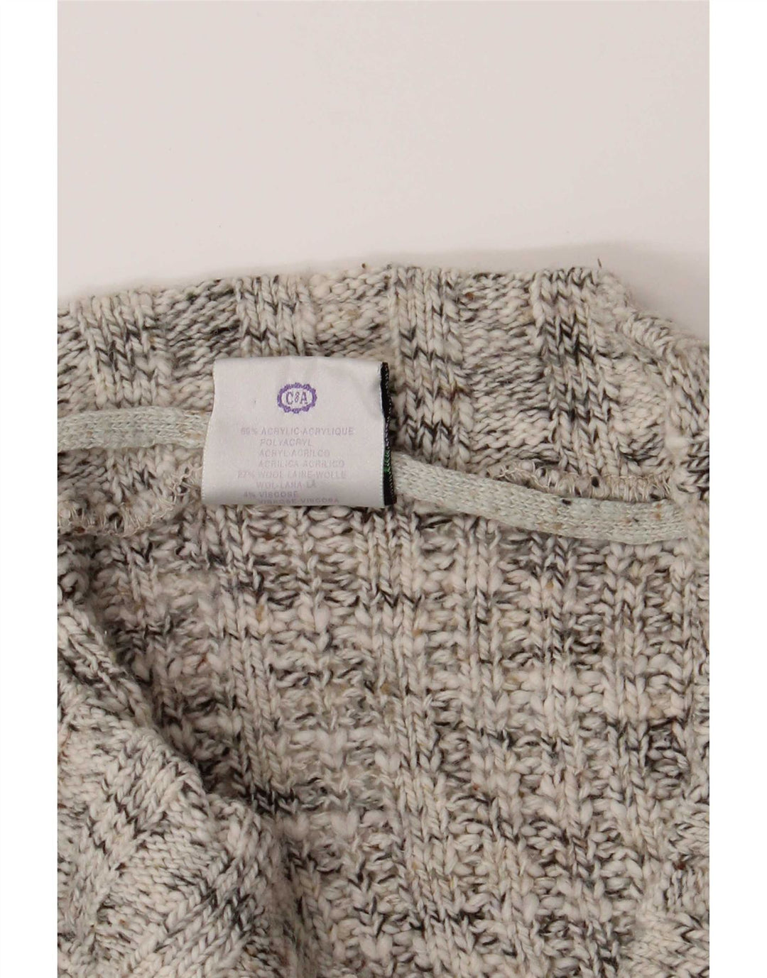 C&A Mens New Fast V-Neck Jumper Sweater Medium Grey Flecked Acrylic