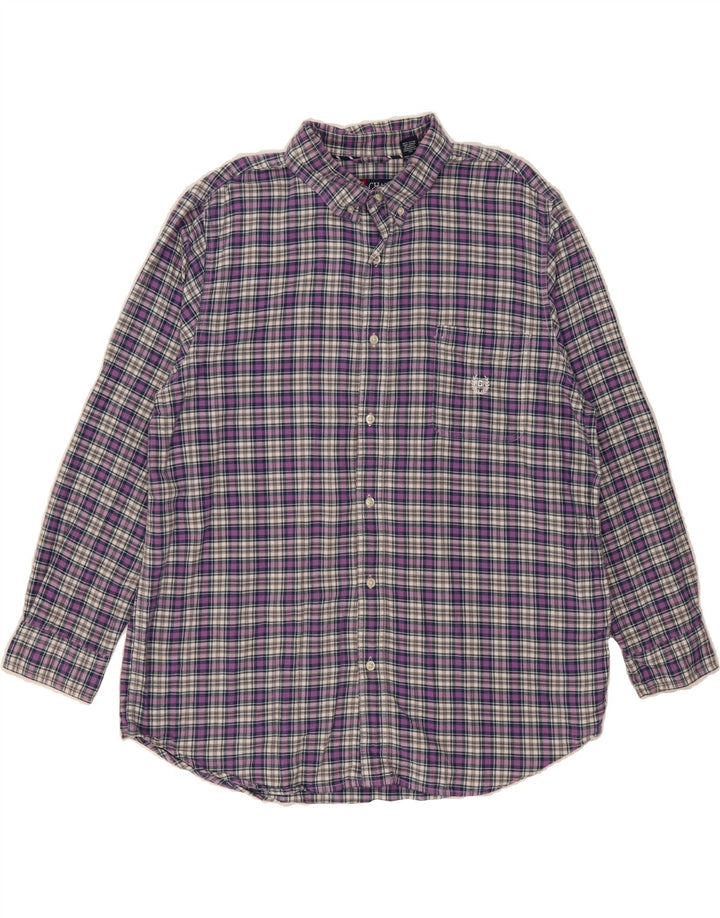 CHAPS Mens Flannel Shirt XL Purple Check Cotton Vintage Chaps and Second-Hand Chaps from Messina Hembry 