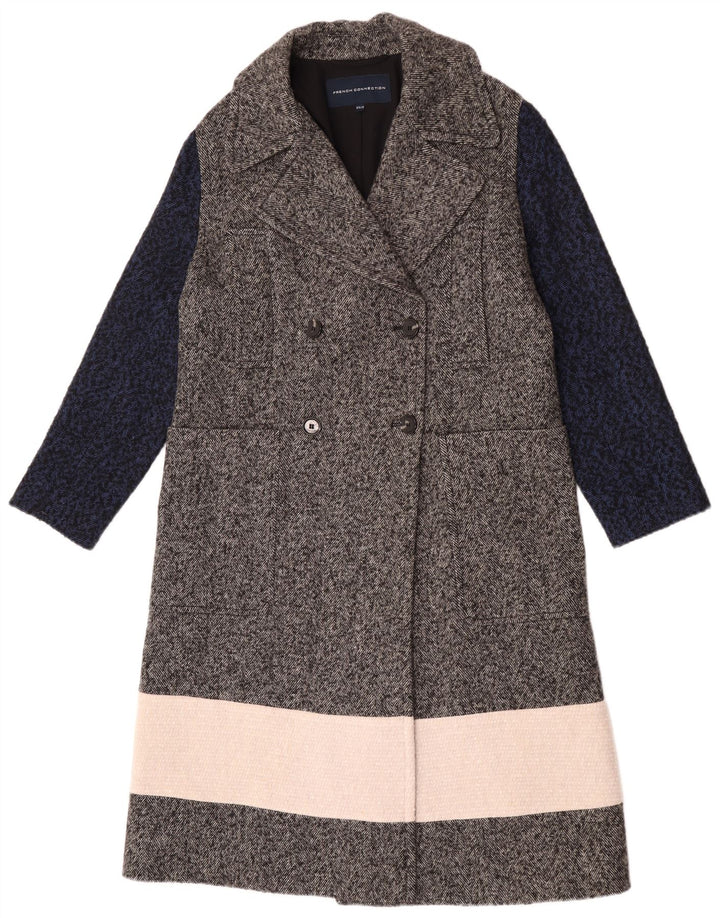 French Connection Womens Double Breasted Coat UK 6 XS Grey Colourblock