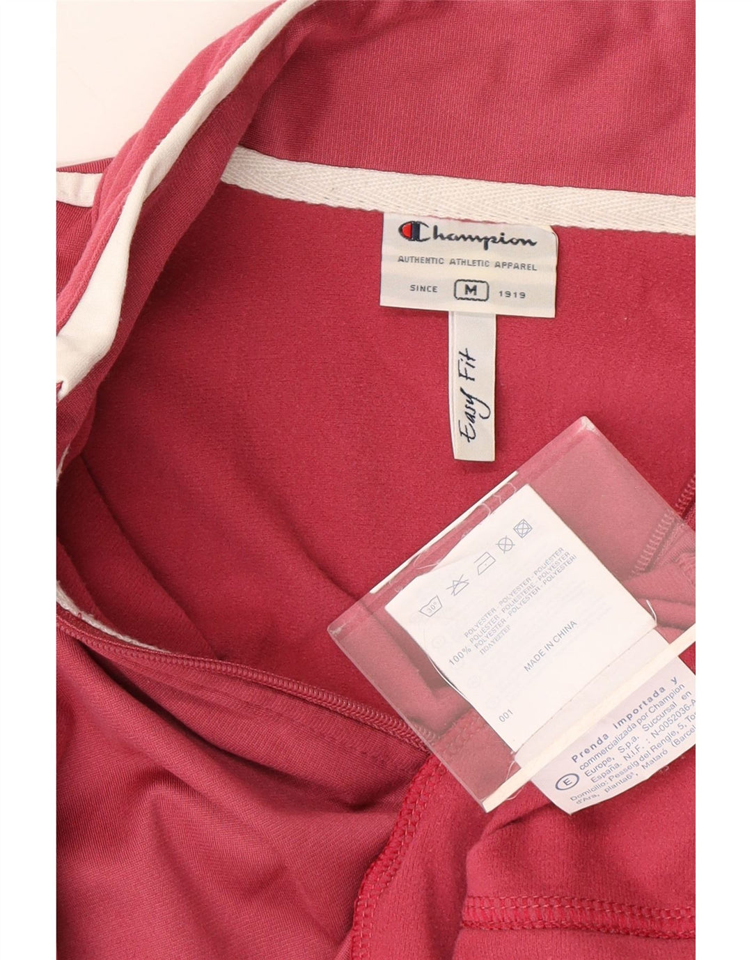 CHAMPION Womens Easy Fit Tracksuit Top Jacket UK 14 Medium Pink Polyester