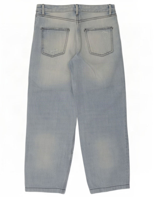 Zara női magas derekú szorongatott laza farmernadrág EU 38 kicsi W28 L26 kék