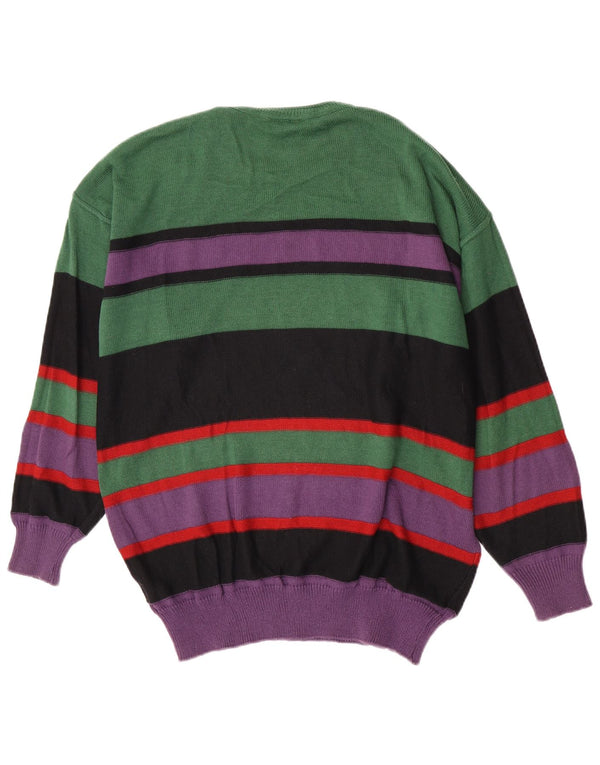 Baffo Mens Crew Neck Jumper Sweater Large Green Striped