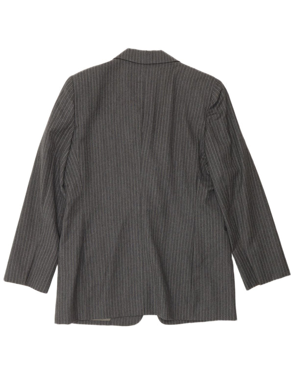 Jaqueta blazer feminina Ferre 001 com 1 botão UK 16 grande acetato cinza risca de giz