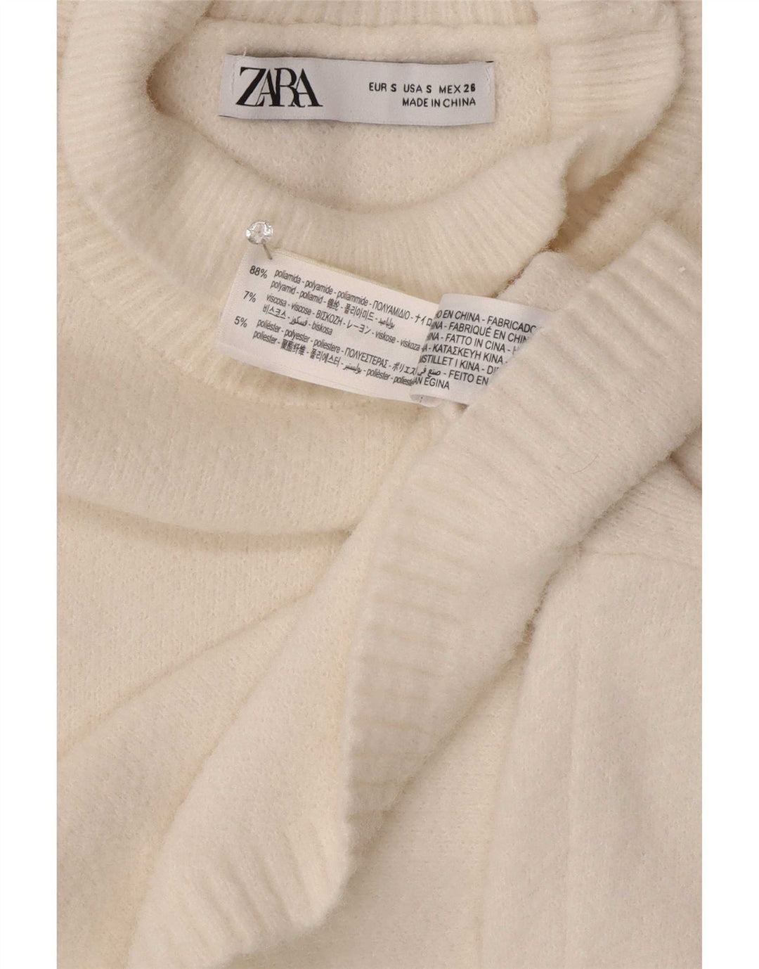 Zara Womens Crop Oversized Roll Neck Jumper Sweater UK 10 Small White