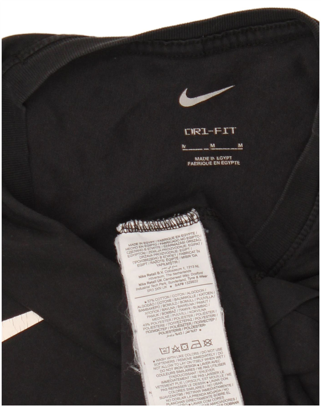 Nike Mens Dri Fit T-Shirt Top Medium Black Cotton