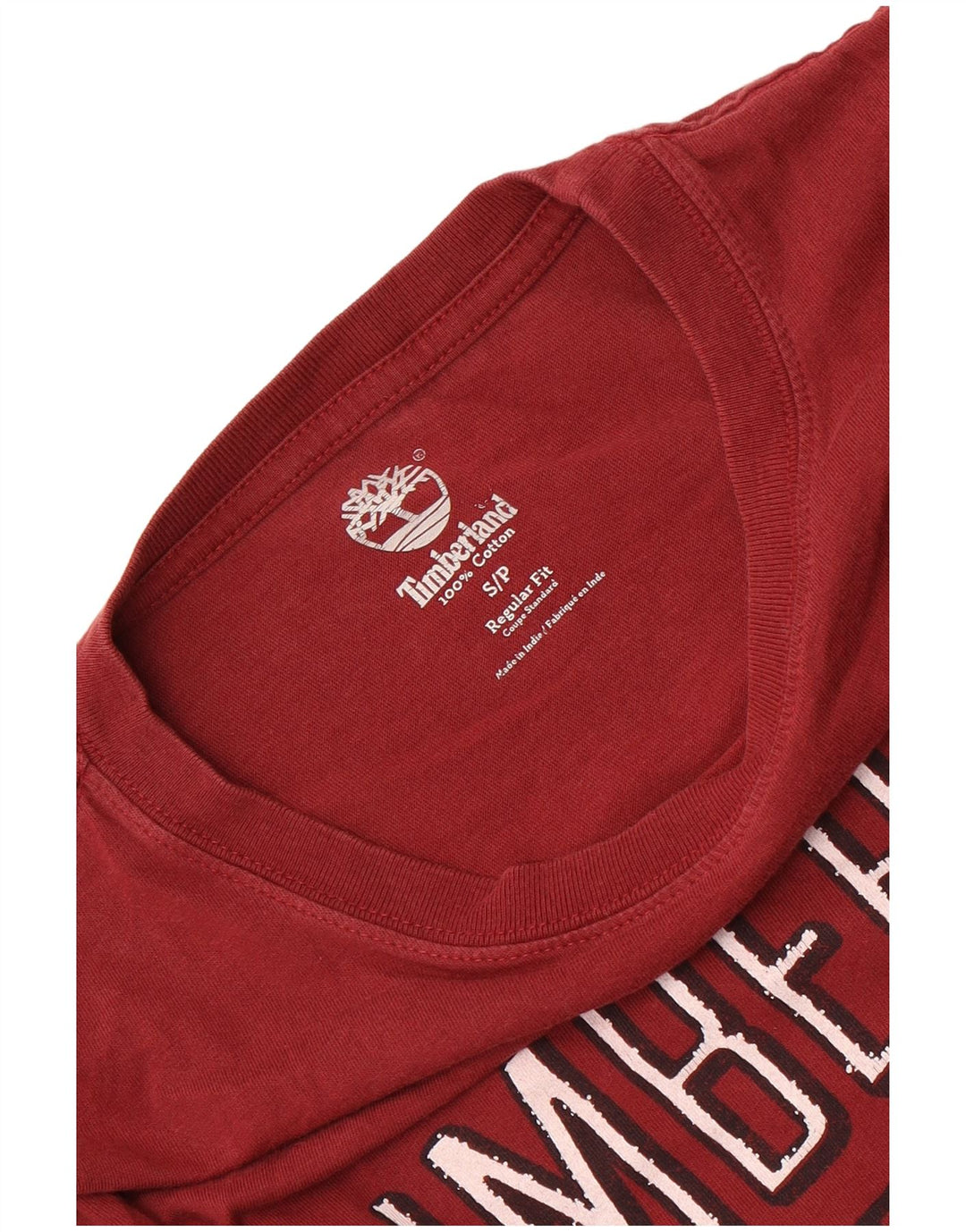 Timberland Mens Regular Fit Graphic Top Long Sleeve Small Red Cotton