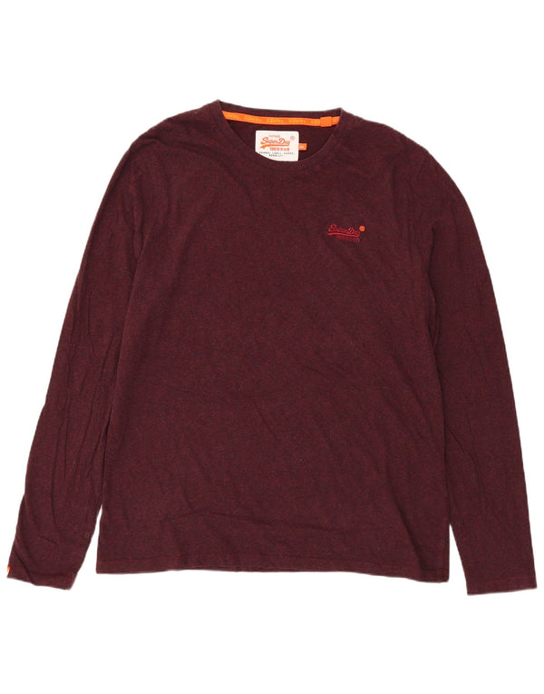 Superdry Mens Top Long Sleeve 2XL Burgundy Cotton