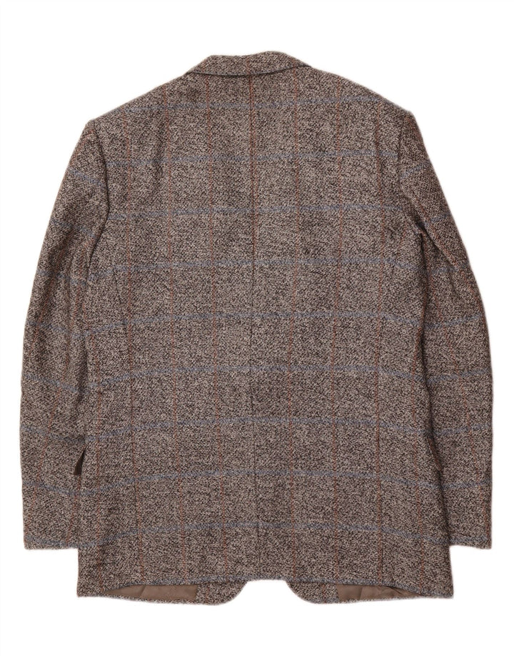 EMANUEL UNGARO Mens 2 Button Blazer Jacket EU 52 Large Grey Check Silk Vintage Emanuel Ungaro and Second-Hand Emanuel Ungaro from Messina Hembry 